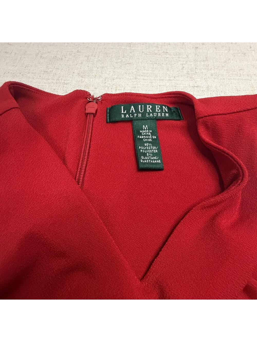 Lauren Ralph Lauren Red Sleeveless Cross Neck Blouse Top Medium - Picture 5 of 6